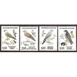 france 1984, très belle Série neuve** luxe oiseaux, yvert 2337 gypaète barbu, 2338 circaète, 2339 épervier, 2340 faucon pèlerin.
