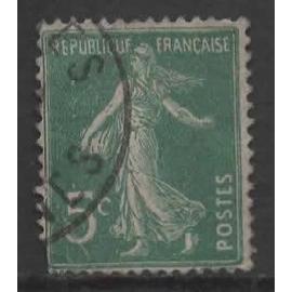 France, timbre-poste Y & T n° 137 oblitéré, 1907 - Semeuse camée (type I I A)