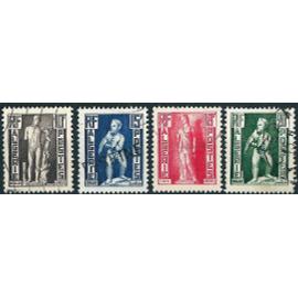 Algérie 1952 - 4 beaux timbres yvert 288, 289, 291 et 292, Sculptures classiques : Apollon, Isis, Enfant à l