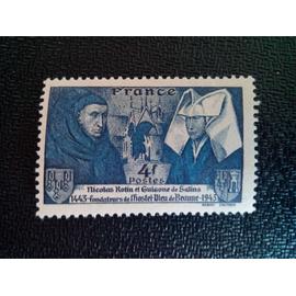 timbre FRANCE YT 583 Hôtel-Dieu de Beaune 1443 Nicolas Rolin et Guigone 1943 ( 070704 )