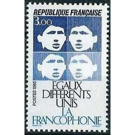 france 1985, très beau timbre neuf** luxe yvert 2347, égaux, différents, unis : la francophonie.