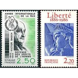 france 1986, très beaux timbres yvert 2415, Année De La Paix, Défense Des Droits De L