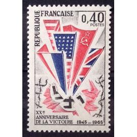 Victoire de 1945 - 20ème Anniversaire - Drapeaux 0,40 (Impeccable n° 1450) Neuf** Luxe (= Sans Trace de Charnière) - France Année 1965 - N29316