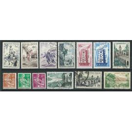 Lot de 13 timbres France oblitérés 1956 et 1957 n°1072 1073 1074 1075 1076 1077 1106 1115 1115A 1116 1118 1119 1125
