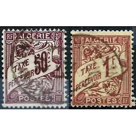 algérie, département français 1926, beaux timbres taxe type bannière, yvert 7 & 9, oblitérés, TBE -