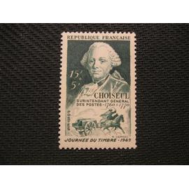 timbre "Journée du timbre 1949 - choiseul surintendant général des postes" 1949 - Y&T n° 828