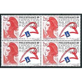 france 1988 - très beau bloc neuf** luxe 4 timbres yvert 2524 - Philexfrance 89. Exposition philatélique internationale à Paris du 7 au 17 juillet 1989.