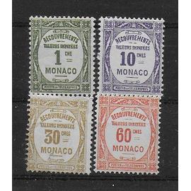 MONACO 1924 : Typographie - Série entière de 4 timbres-taxe NEUFS *