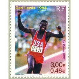 france 2000, très beau timbre neuf** luxe yvert 3313 Le siècle au fil du timbre - Le sport, Carl Lewis.