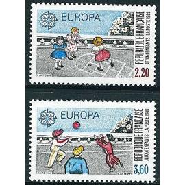 france 1989, très belle paire europa neuve** luxe, timbres yvert 2584 & 2585 : jardins d
