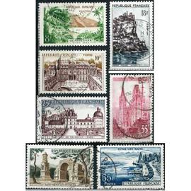france 1957, belle série touristique, timbres yvert 1125 guadeloupe, 1126 l