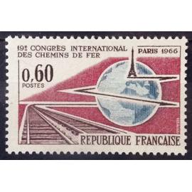 Congrès International Chemins de Fer 0,60 (Impeccable n° 1488) Neuf** Luxe (= Sans Trace de Charnière) - France Année 1966 - brn83 - N30136