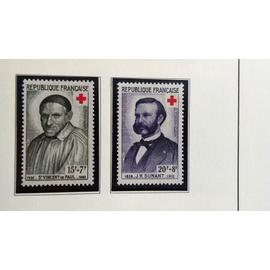 Paire de timbres Croix Rouge 1958 YT 1187 et 1188
