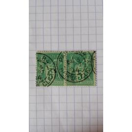 Lot n ° 2586 -- paire de timbres oblitérés france classiques n ° 75 II B.---- 5c vert