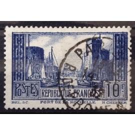 Port de La Rochelle - Type III (E de Postes sans Crochet Haut + bas 0 net) Bleu (Très Joli n° 261) Obl - Cote 7,50 - France Année 1929 - brn83 - N20768