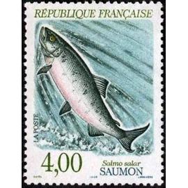 france 1990, série nature, très beau timbre neuf** luxe yvert 2665, le saumon.