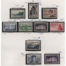 Timbres france 1952 - 919/920/921/922/923/924/925/928/929