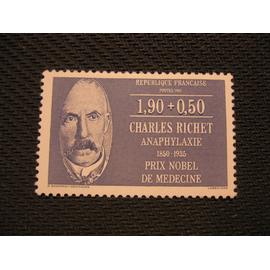 timbre "charles richet - anaphylaxie" - 1987 - y&t n° 2454