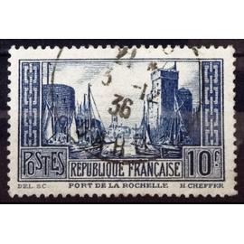 Port de La Rochelle - Type III (E de Postes sans Crochet Haut + bas 0 net) Bleu (Très Joli n° 261) Obl - Cote 7,50 - France Année 1929 - brn83 - N30237