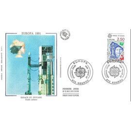 France 1991, belle Enveloppe 1er jour Europa, timbre 2696 Espace - Fusée Ariane en Guyane -