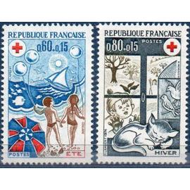 France 1974 - Au Profit de la Croix Rouge " les saisons " - 2 valeurs neuves n°1828/1829