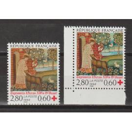 france, 1994, au profit de la croix-rouge, n°2915 (provenant de feuille) + 2915a (provenant de carnet), neufs.