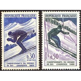 France 1962 - Championnat du Monde de ski a Chamonix - 2 valeurs neuves n°1326/1327