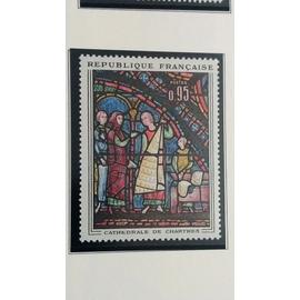 Timbre Vitrail Cathédrale de Chartres "Les marchands de fourrures" 1963 YT 1399
