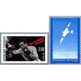 France 1991, Très Beaux timbres neufs** luxe Yvert 2729, Hommage Au Boxeur Marcel Cerdan et 2734, 5èmes Jeux Paralympiques D