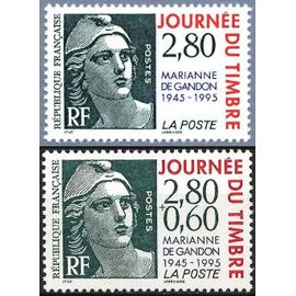 france 1995, très belle paire neuve** luxe yvert 2934A, timbres 2933 et 2934, journée du timbre, cinquantenaire de la marianne de gandon.