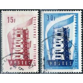 france 1956, belle paire europa yvert 1076 et 1077, oblitérés, TBE.
