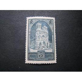 Timbre-Poste France neuf ** N° 259 - Cathédrale de Reims 3 fr ardoise type I I - Cote 350 E - Année 1930