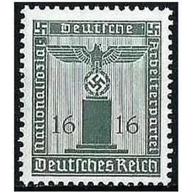 allemagne, 3ème reich 1938, très beau timbre neuf** luxe de service du parti nazi, yvert 112 - grand aigle et croix gammée, 16pf. gris, filigrane croix gammées.