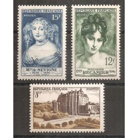 873 - 874 - 875 (1950) Chateaudun / Mme de Sévigné / Mme Récamier N** (cote 2,6e) (7634)