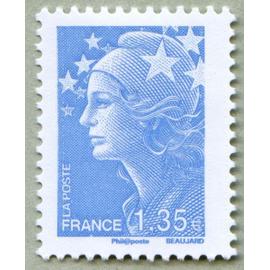 france 2010, très beau timbre neuf** luxe yvert 4476, marianne de beaujard 1.35 bleu ciel.