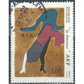 France 1986, beau timbre yvert 2447, oeuvre De Jean Arp (1887-1966), 