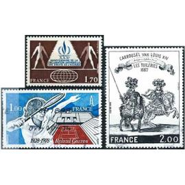 france 1978, beaux timbres yvert 1983, dessin du "cabinet du roy" - les tuileries, 2012 50 ans stade rolland garros, 2027 30 ans de la déclaration des droits de l