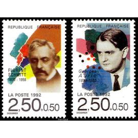 France 1992, Très Beaux timbres neufs** luxe grands musiciencs, Yvert 2749 Florent Schmitt et 2751 Georges Auric.