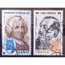 Personnages Célèbres - Maréchal de Bercheny 1,20+0,30 (N° 2029) + Léon Jouhaux 1,20+0,30 (N° 2030) Obl - France Année 1979 - brn83 - N31462