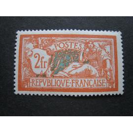 Timbre-Poste France neuf ** N° 145 - type Merson 2 fr orange et vert-bleu - année 1920