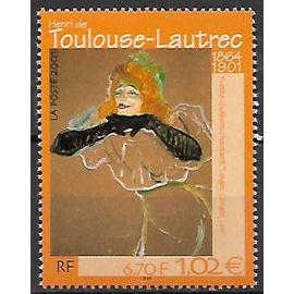timbre france 2001 neuf** 3421 - centenaire de la mort du peintre henri de toulouse-lautrec .