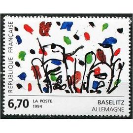 france 1994, série art contemporain, très beau timbre neuf** luxe yvert 2914, oeuvre de baselitz, créé uniquement pour le timbre poste.