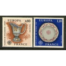 euopa : faïence et porcelaine la paire année 1976 n° 1877 1878 yvert et tellier luxe