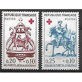 timbres france 1960 neuf** 1278-1279 - émis au profit de la croix rouge