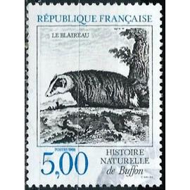 France 1988, Histoire Naturelle De Buffon, beau timbre Yvert 2542, Le Blaireau.