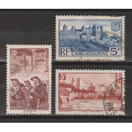 france, 1938, mineurs, avignon, carcasonne, n°390 à 392, oblitérés.