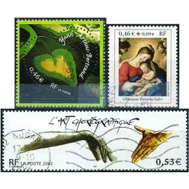 france 2002, beaux timbres yvert 3459 saint valentin, le coeur par yann arthus bertrand, 3507 l