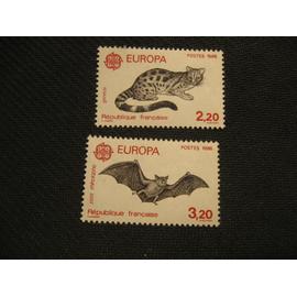 lot Europa 1986 : genette y&t 2416 - petit rhinolophe (chauve souris) y&t 2417
