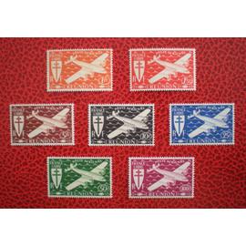 Lot de 7 timbres neufs ** - Série de Londres - Poste aérienne - France libre - Série complète - Réunion - Année 1944