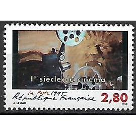 timbre france 1995 neuf** 2921 - 1er siècle du cinéma "projecteur , tête grimée"
